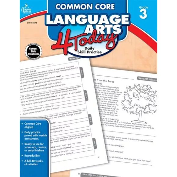 Common Core Language Arts 4 Today, Grade 3, Daily Skill Practice, Paperback *NEW - Picture 1 of 1